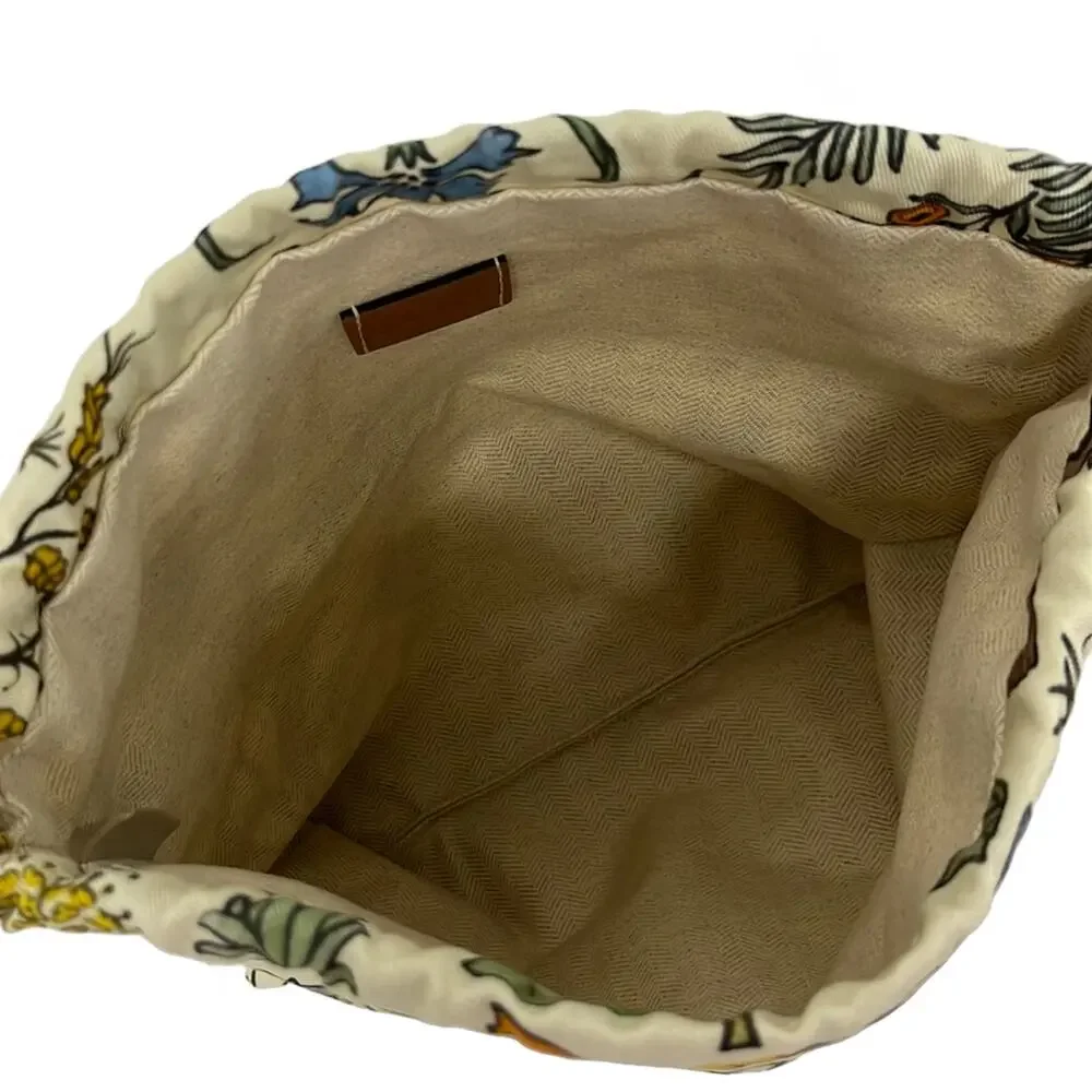 Loewe Drawstring Pouch Cream Green Multi Cotton Leather